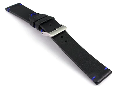 (image for) Genuine Leather Watch Strap Band Mirage Black/Blue 22mm (2)