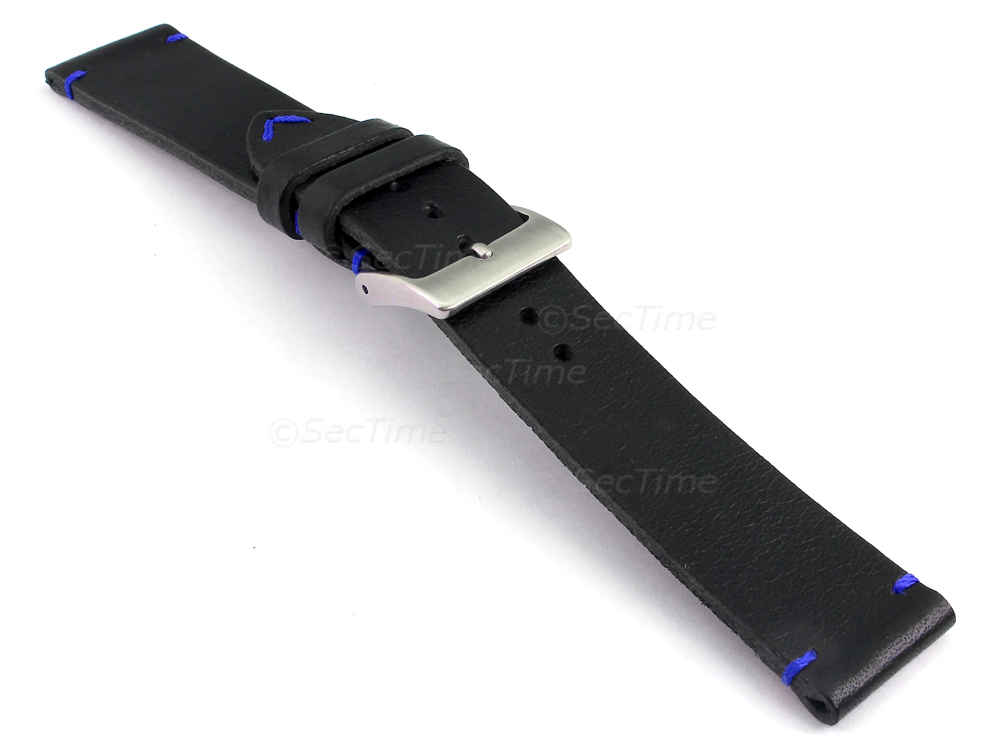 (image for) Genuine Leather Watch Strap Band Mirage Black/Blue 22mm (2)