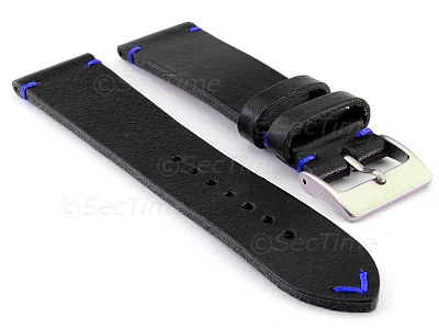 (image for) Genuine Leather Watch Strap Band Mirage Black/Blue 20mm