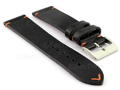 (image for) Genuine Leather Watch Strap Band Mirage Black/Orange 19mm