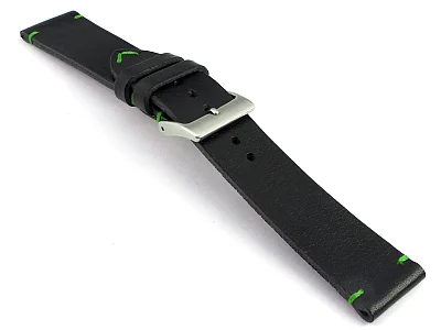 (image for) Genuine Leather Watch Strap Band Mirage Black/Green 22mm (2)