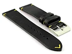 (image for) Genuine Leather Watch Strap Band Mirage Black/Yellow 22mm