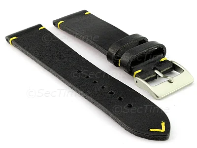 (image for) Genuine Leather Watch Strap Band Mirage Black/Yellow 20mm