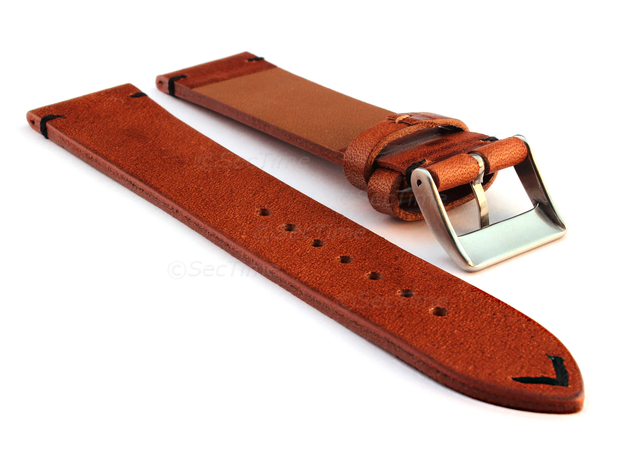 (image for) Genuine Leather Watch Strap Band Mirage Brown/Black 21mm (1)
