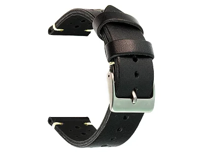 (image for) Perforated Genuine Leather Watch Strap Band Mirage Rally Racing Black 22mm (3)