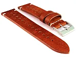 (image for) Perforated Genuine Leather Watch Strap Band Mirage Rally Racing Brown 22mm