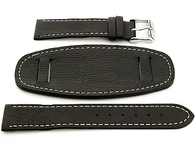 Leather Watch Strap with Wrist Pad MONTE Black 18mm (image for) Leather Watch Strap with Wrist Pad MONTE Black 18mm