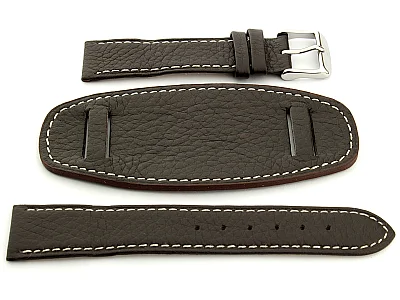 Leather Watch Strap with Wrist Pad MONTE Dark Brown 18mm (image for) Leather Watch Strap with Wrist Pad MONTE Dark Brown 18mm