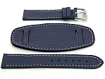(image for) Leather Watch Strap with Wrist Pad MONTE Navy Blue 22mm