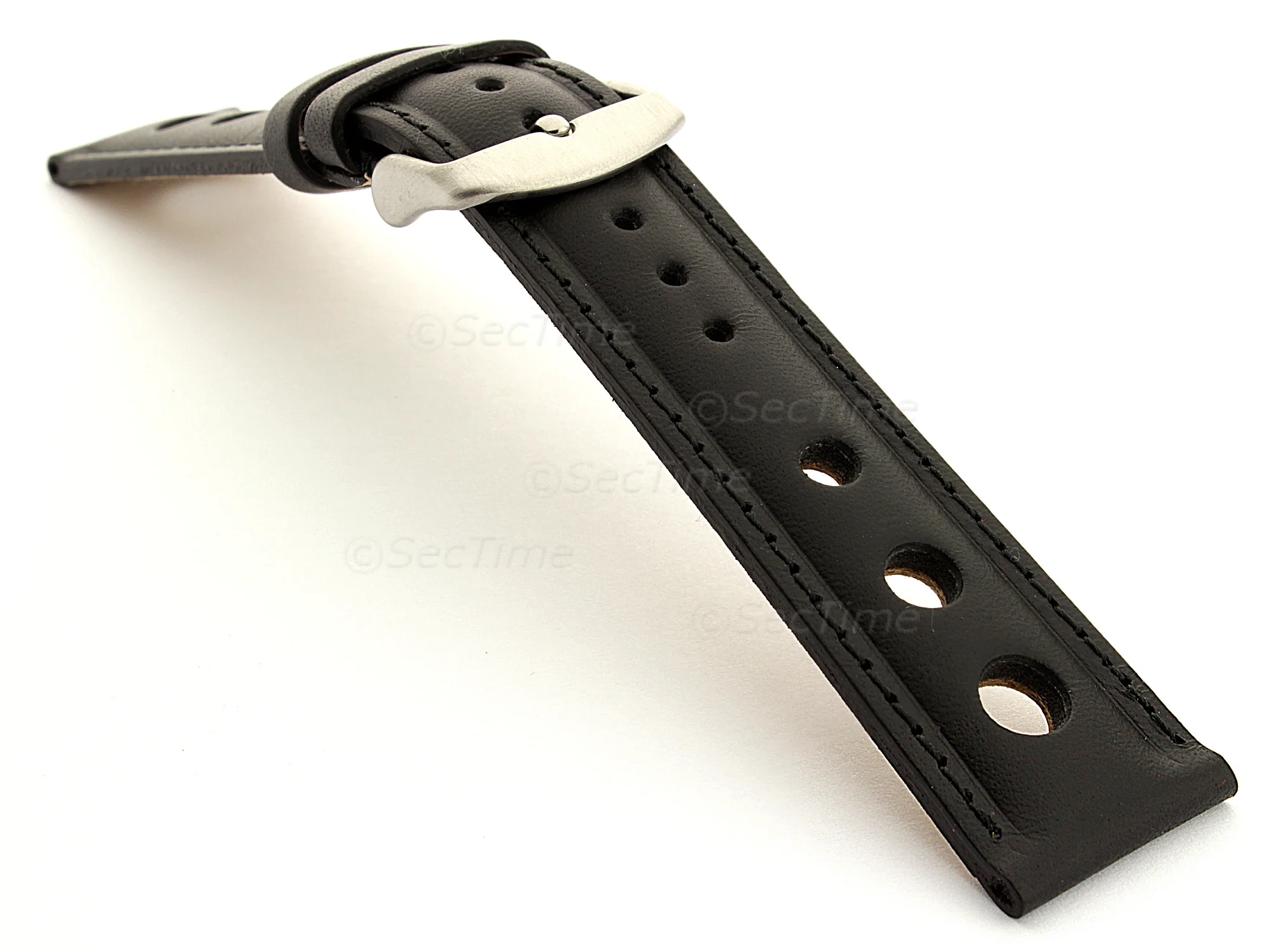 (image for) Racing Style Leather Watch Band Monte Carlo Black 22mm (1)