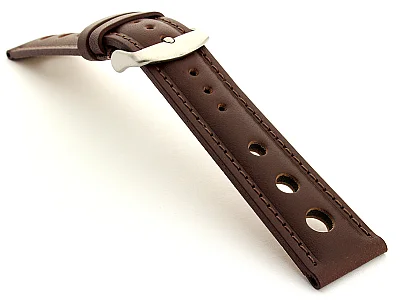 (image for) Racing Style Leather Watch Band Monte Carlo Dark Brown 18mm (1)