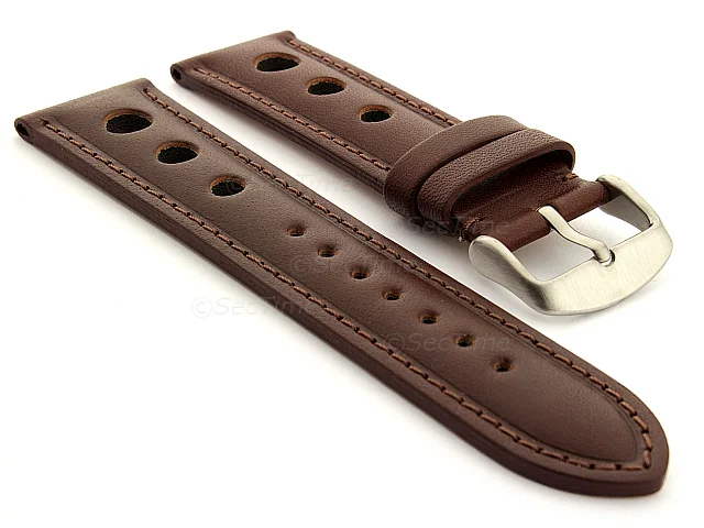 (image for) Racing Style Leather Watch Band Monte Carlo Dark Brown 18mm