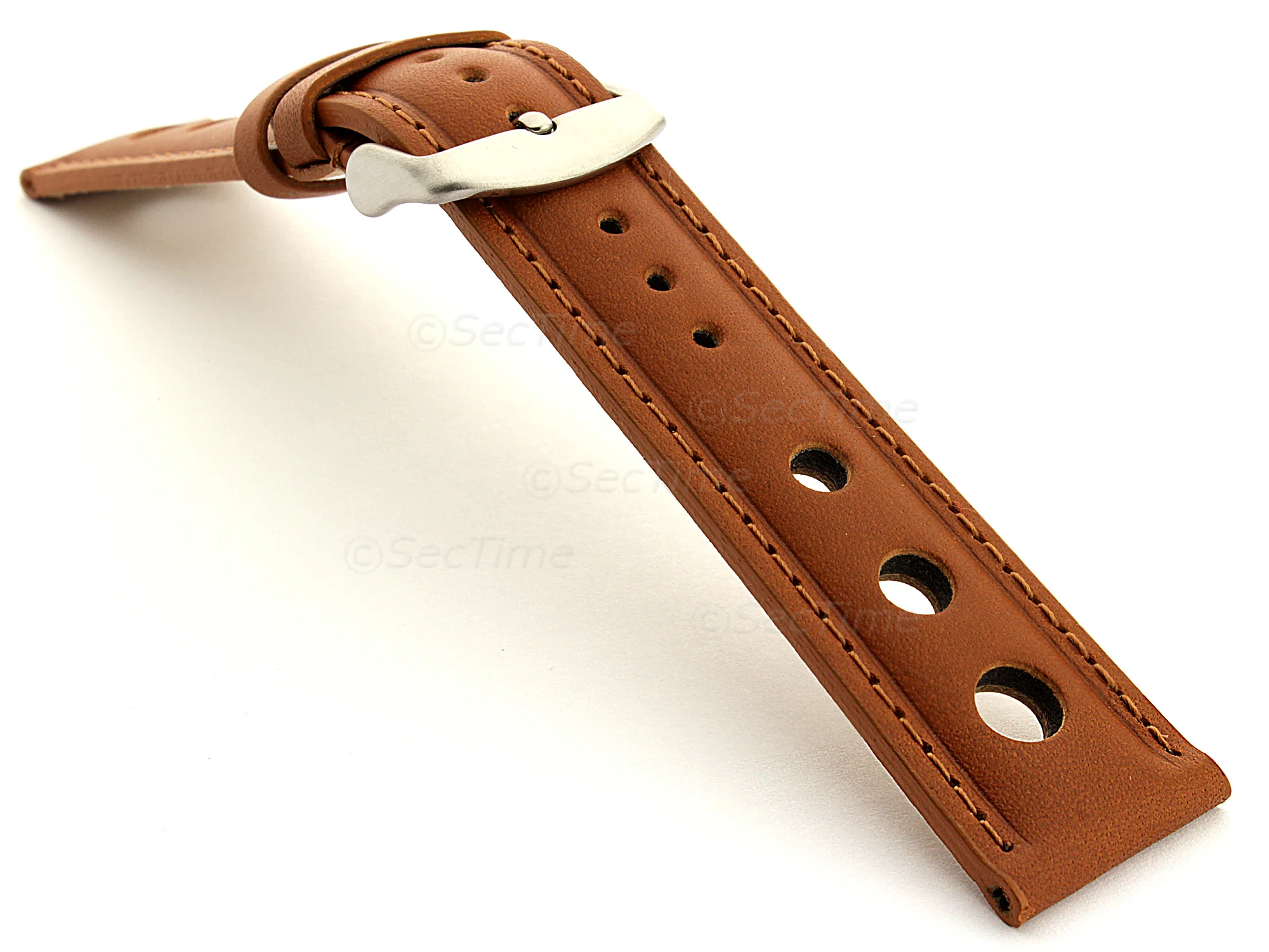 (image for) Racing Style Leather Watch Band Monte Carlo Brown 20mm (1)