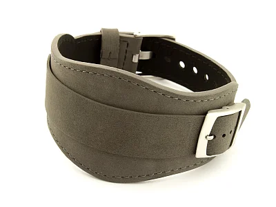 Genuine Leather One-piece Cuff Pad Watch Strap Band Moscow Grey 18mm (image for) Genuine Leather One-piece Cuff Pad Watch Strap Band Moscow Grey 18mm