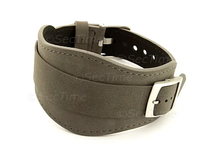 (image for) Genuine Leather One-piece Cuff Pad Watch Strap Band Moscow Grey 20mm