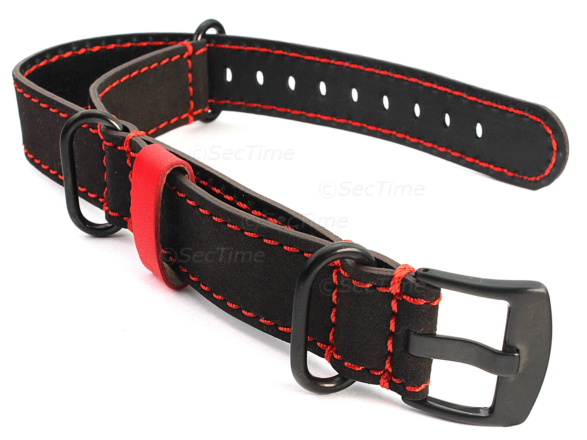 (image for) Suede Leather Watch Strap Nato Cayman PVD (Black) Buckle Dark Brown 22mm