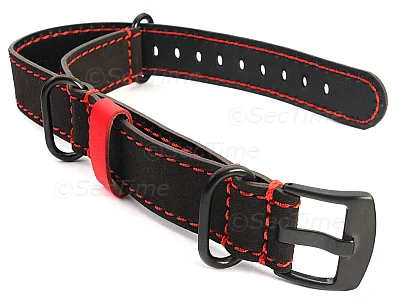 (image for) Suede Leather Watch Strap Nato Cayman PVD (Black) Buckle Dark Brown 18mm
