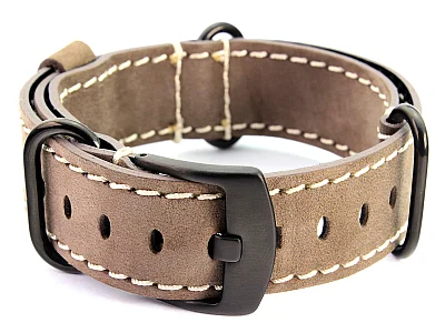 (image for) Suede Leather Watch Strap Nato Cayman PVD (Black) Buckle Coyote Brown 22mm (1)