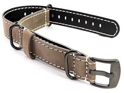 (image for) Suede Leather Watch Strap Nato Cayman PVD (Black) Buckle Coyote Brown 22mm