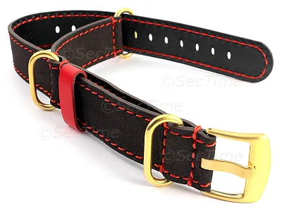 (image for) Suede Leather Watch Strap Nato Cayman Gold-Coloured Buckle Dark Brown 18mm