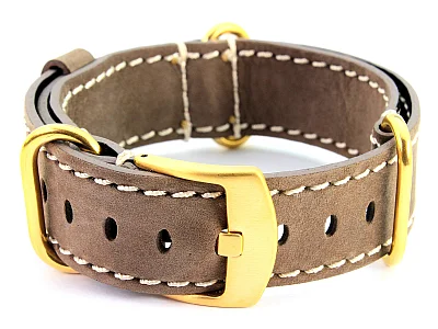 (image for) Suede Leather Watch Strap Nato Cayman Gold-Coloured Buckle Coyote Brown 18mm (1)