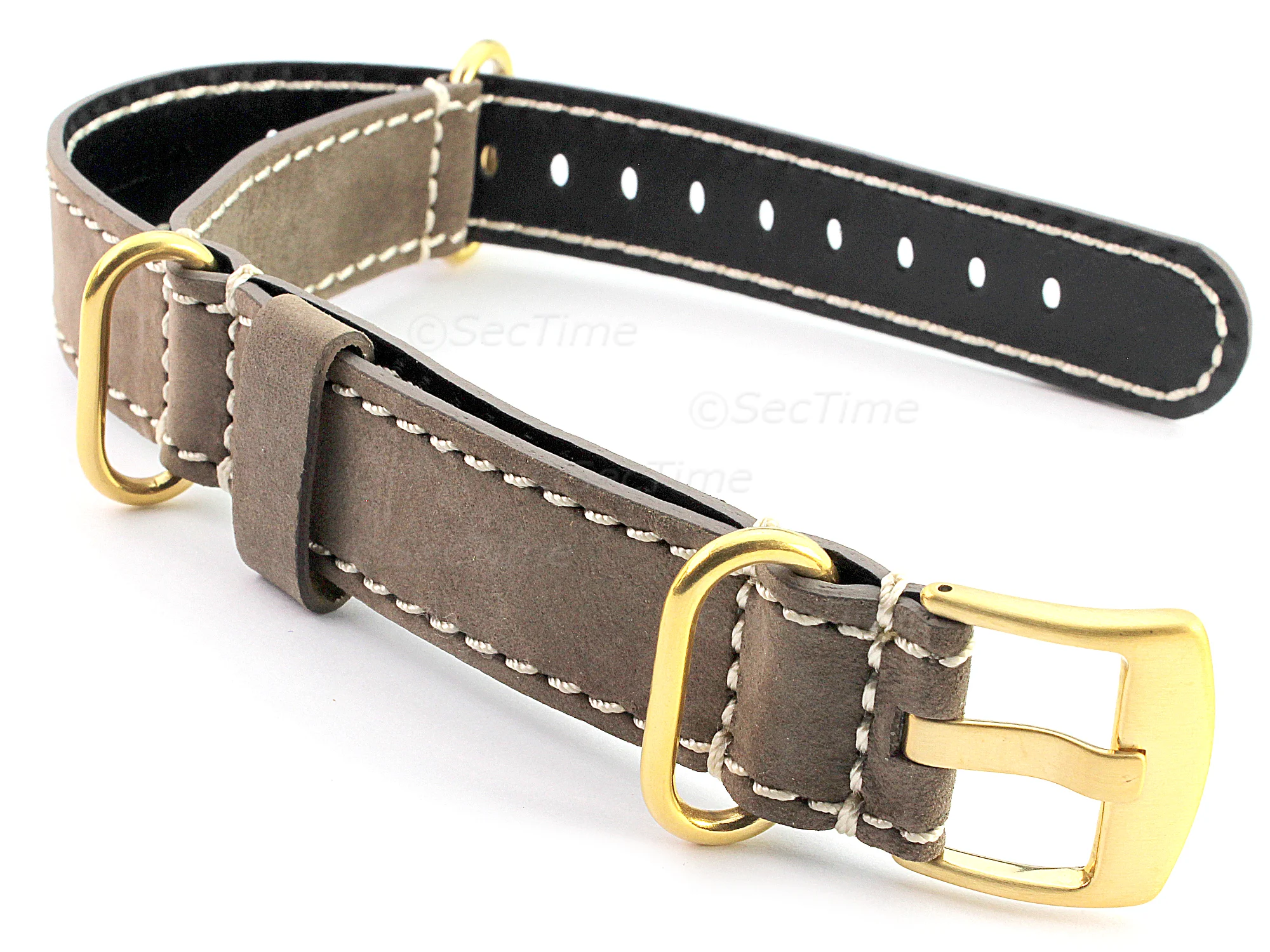(image for) Suede Leather Watch Strap Nato Cayman Gold-Coloured Buckle Coyote Brown 18mm
