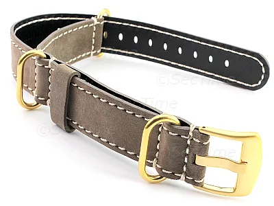 (image for) Suede Leather Watch Strap Nato Cayman Gold-Coloured Buckle Coyote Brown 18mm