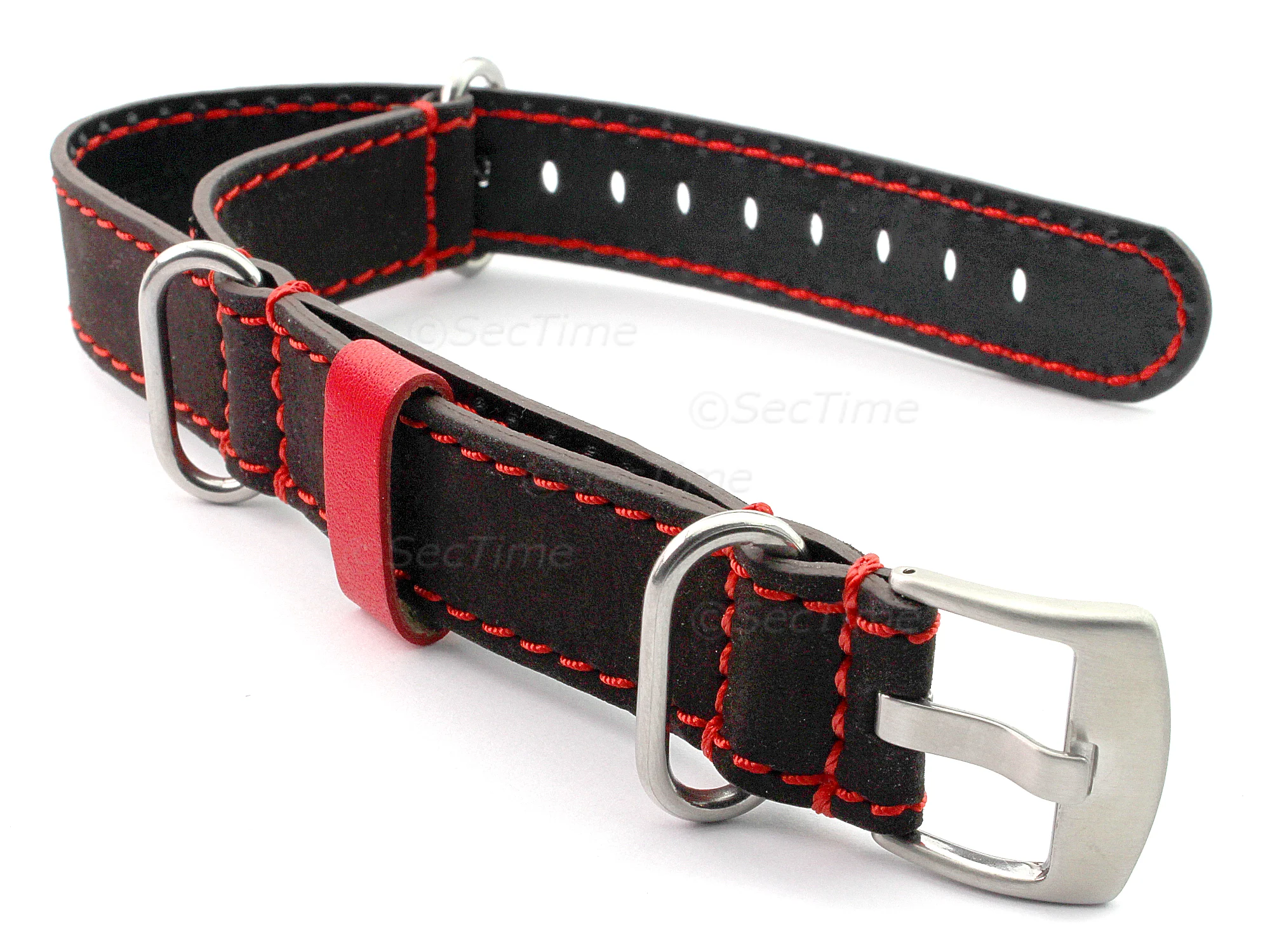 (image for) Suede Leather Watch Strap Nato Cayman Silver-Coloured Buckle Dark Brown 24mm