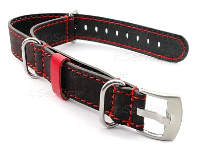 (image for) Suede Leather Watch Strap Nato Cayman Silver-Coloured Buckle Dark Brown 20mm
