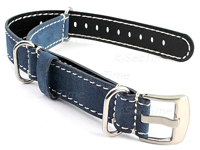 (image for) Suede Leather Watch Strap Nato Cayman Silver-Coloured Buckle Blue 20mm