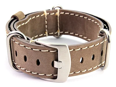 (image for) Suede Leather Watch Strap Nato Cayman Silver-Coloured Buckle Coyote Brown 22mm (1)