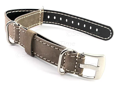 (image for) Suede Leather Watch Strap Nato Cayman Silver-Coloured Buckle Coyote Brown 20mm