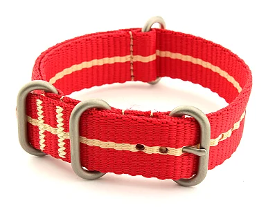 (image for) Nato Watch Strap CS Red/Cream 18mm (1)