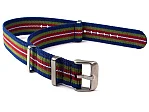 (image for) Elastic Nylon/Rubber Nato Watch Strap Military Divers Blue/Green/R/W 18mm