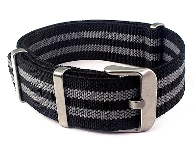(image for) 18mm Black/Grey Elastic Nylon/Rubber Nato Watch Strap Military Divers (1)