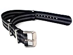 (image for) 18mm Black/Grey Elastic Nylon/Rubber Nato Watch Strap Military Divers