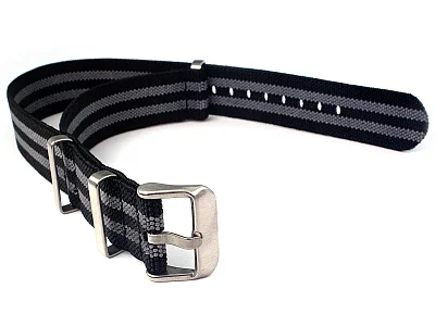 (image for) 18mm Black/Grey Elastic Nylon/Rubber Nato Watch Strap Military Divers