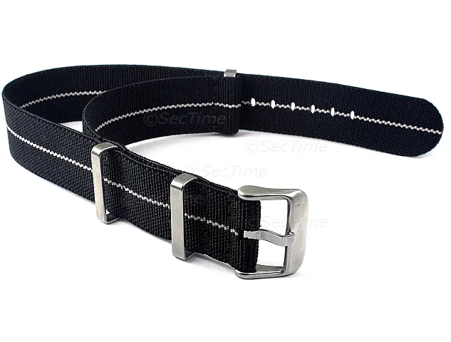 (image for) 18mm Black/White Elastic Nylon/Rubber Nato Watch Strap Military Divers
