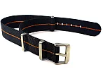 (image for) 18mm Black/Orange Elastic Nylon/Rubber Nato Watch Strap Military Divers