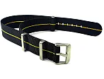 (image for) 18mm Black/Yellow Elastic Nylon/Rubber Nato Watch Strap Military Divers