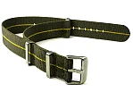 (image for) 18mm Olive Green/Yellow Elastic Nylon/Rubber Nato Watch Strap Military Divers
