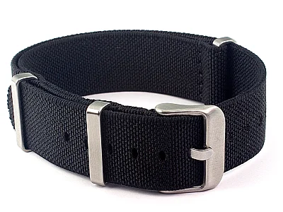 (image for) Elastic Nylon/Rubber Nato Watch Strap Military Divers Black 22mm (1)