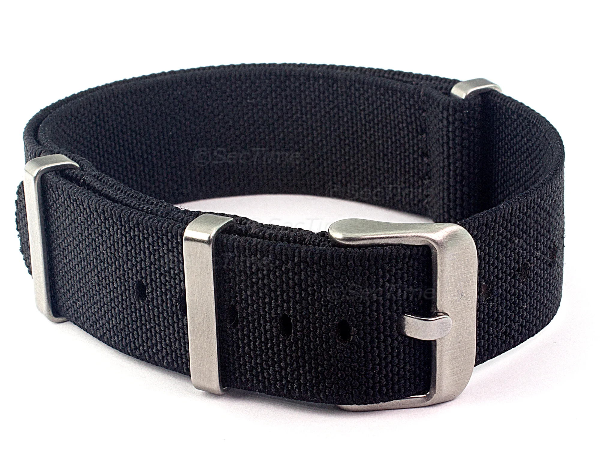 (image for) Elastic Nylon/Rubber Nato Watch Strap Military Divers Black 22mm (1)