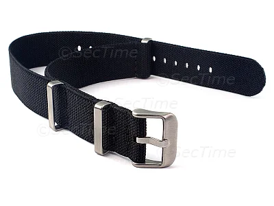 (image for) Elastic Nylon/Rubber Nato Watch Strap Military Divers Black 18mm
