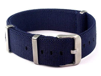 (image for) Elastic Nylon/Rubber Nato Watch Strap Military Divers Navy Blue 18mm (1)