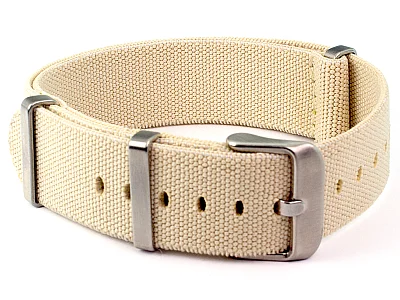 (image for) Elastic Nylon/Rubber Nato Watch Strap Military Divers Beige 18mm (1)