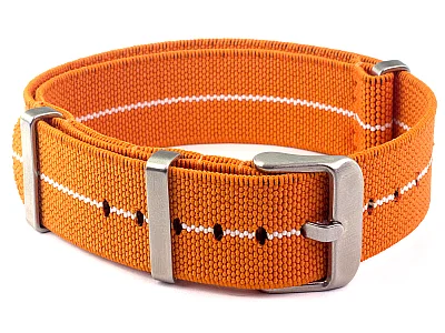 (image for) Elastic Nylon/Rubber Nato Watch Strap Military Divers Orange/White 18mm (1)