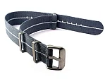 (image for) Elastic Nylon/Rubber Nato Watch Strap Military Divers Ash Grey/White 18mm
