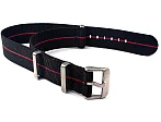 (image for) Elastic Nylon/Rubber Nato Watch Strap Military Divers Black/Red 18mm