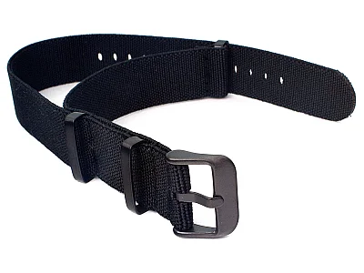 (image for) 18mm Black Elastic Nylon/Rubber Nato Watch Strap PVD Military Divers (1)